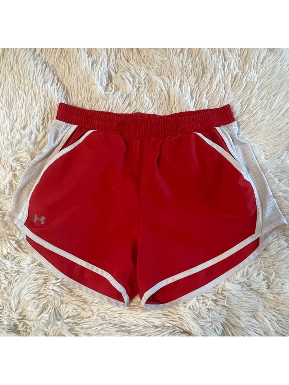 Under Armour Red Women's Athletic Shorts with White Trim